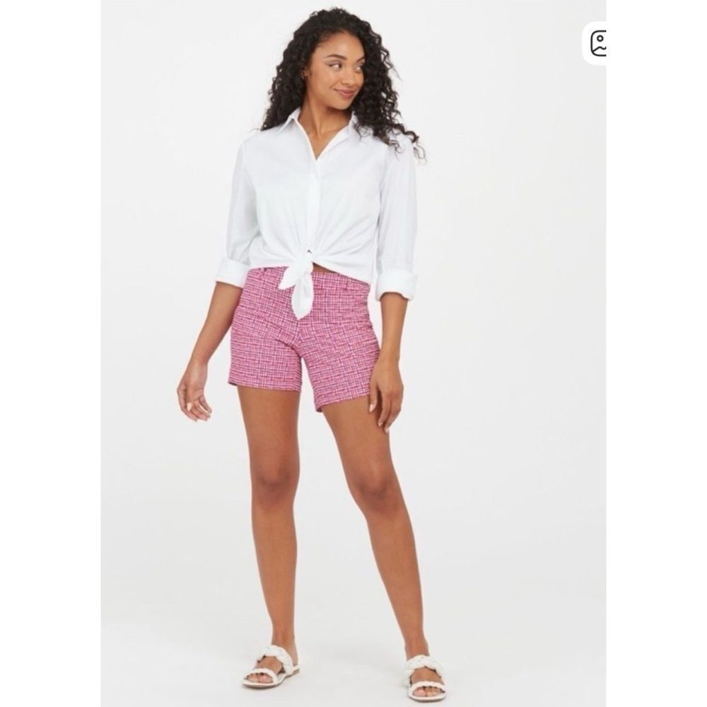 NWT Spanx 6” Sunshine Active Shorts in Hibiscus Gingham Size XS